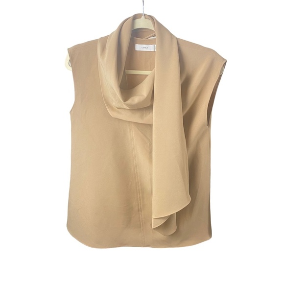 LANE JT Sleeveless top blouse w Shawl size M Medium Tan beige - Picture 6 of 12